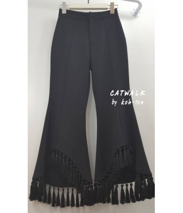 Black Palazzos with Fringes