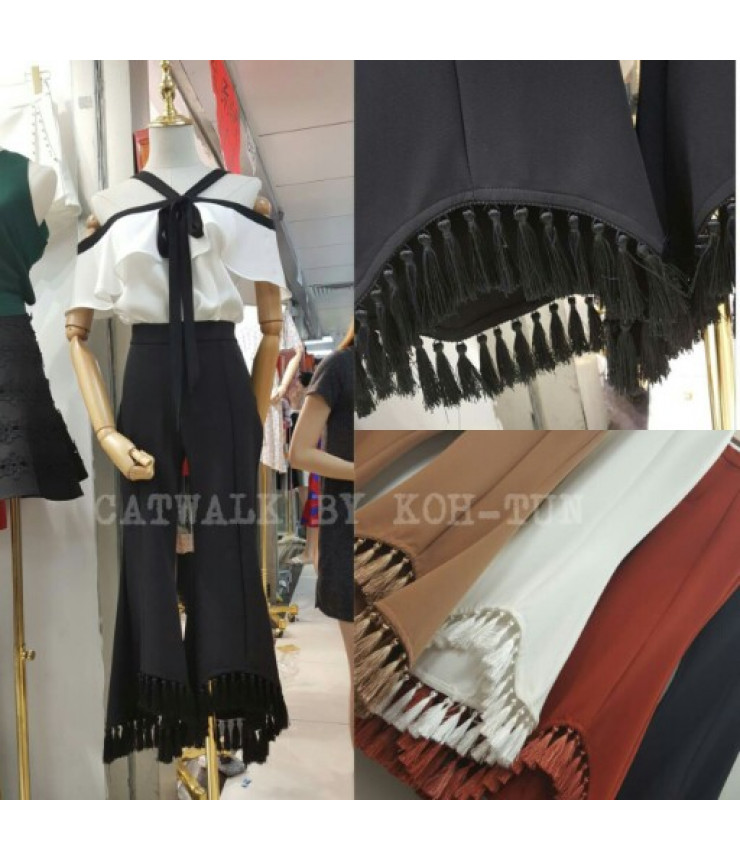 Black Palazzos with Fringes