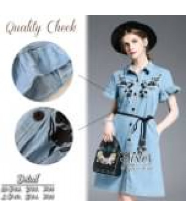 Light Blue Front Button Dress