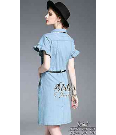 Light Blue Front Button Dress