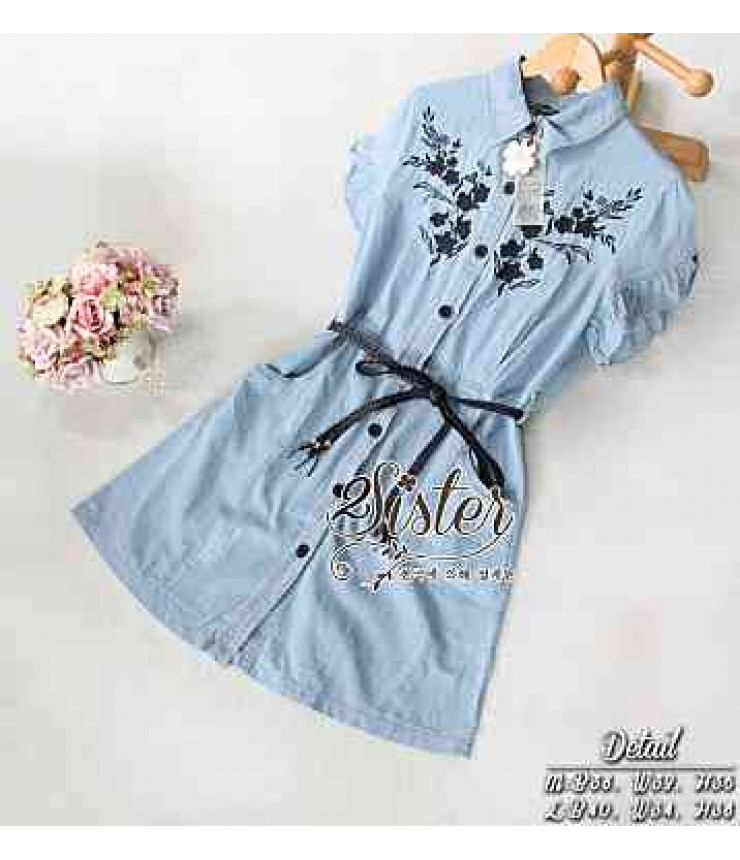 Light Blue Front Button Dress
