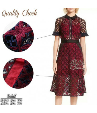 Vintage Maroon & Black Midi Dress