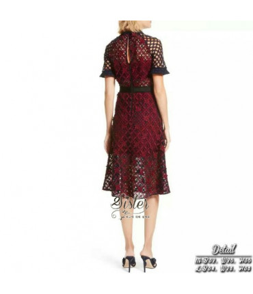 Vintage Maroon & Black Midi Dress