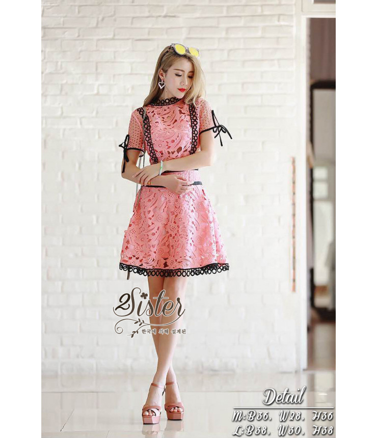 Girl in Pink Mini Skater Dress