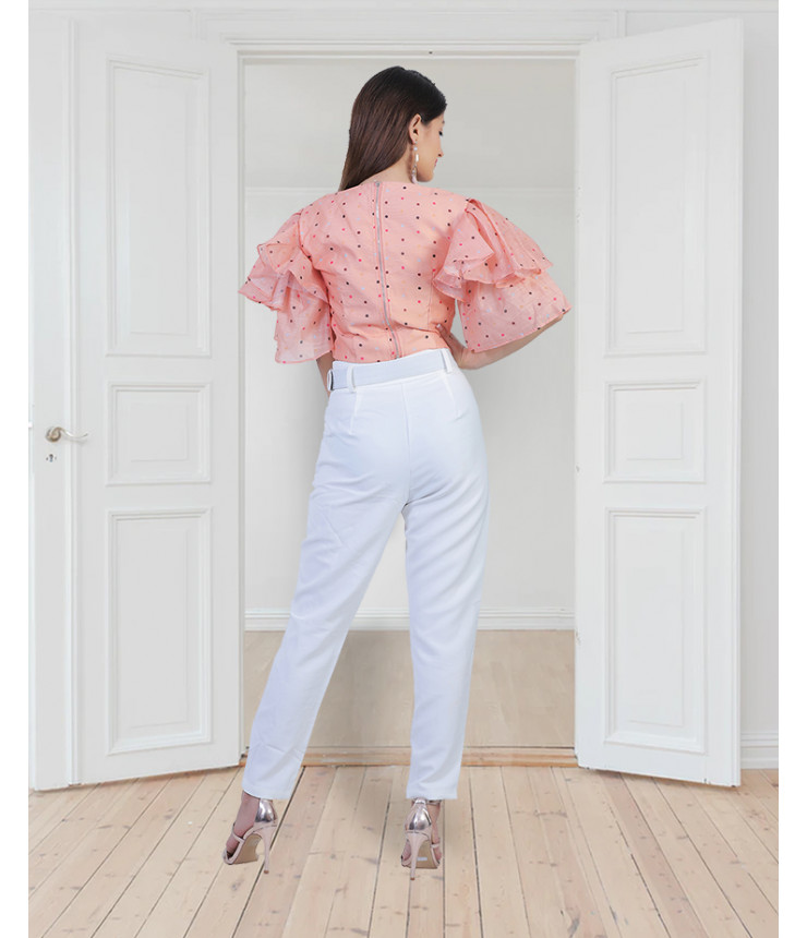 Senorita Cropped Blouse and Pants Co-ord Set
