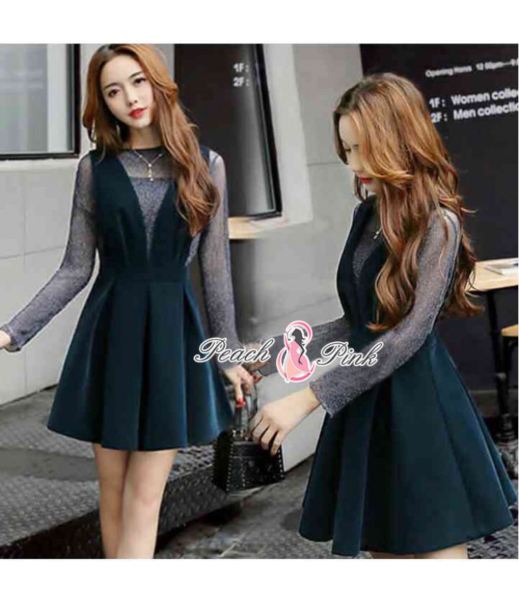 Flare Pleated Emerled Green Dress