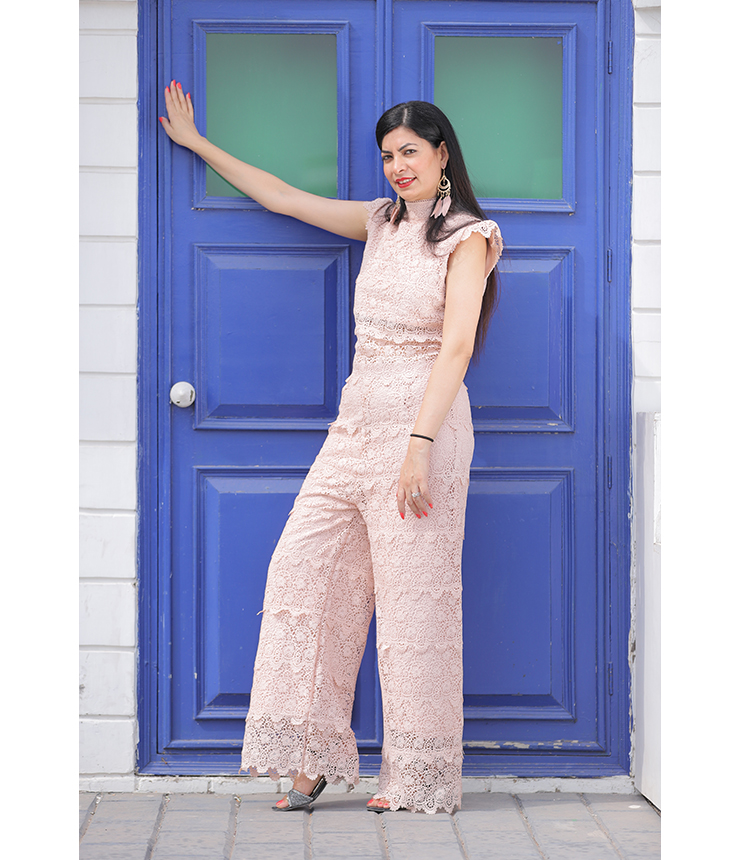 Dapper Peach Lace overlay Co ord Set