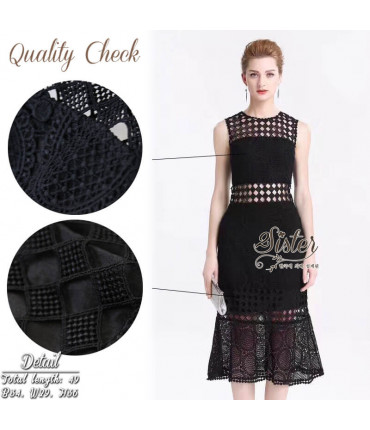 Cutwork Black Fit & Flare Dress