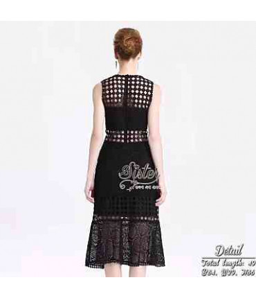 Cutwork Black Fit & Flare Dress