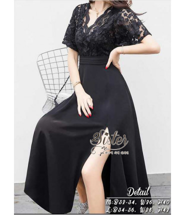 Lace Overlay Backless Maxi Dress