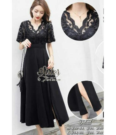 Lace Overlay Backless Maxi Dress