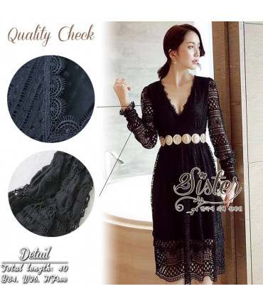 Soiree Black Lace Crochet Dress