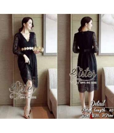 Soiree Black Lace Crochet Dress