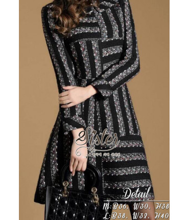 Knitted Black & Grey Skater Dress