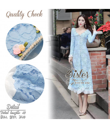 Seafoam Blue Ruffle Lace Dress
