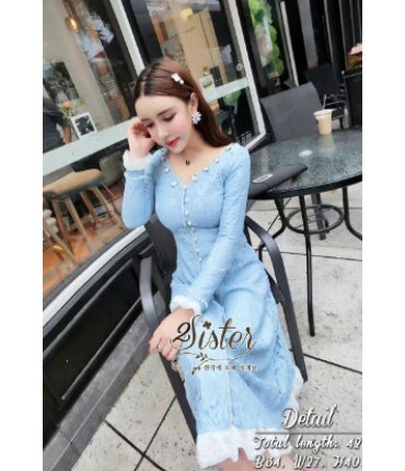 Seafoam Blue Ruffle Lace Dress