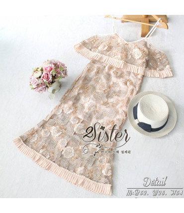 Party On Peach And Golden Dress