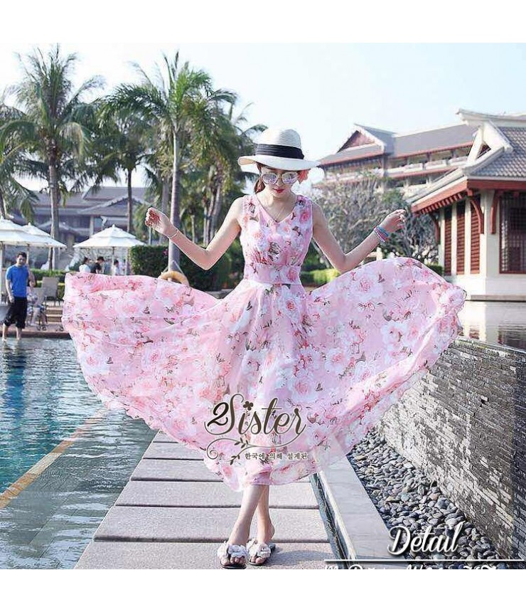 Jasmine Floral Pink Maxi Dress