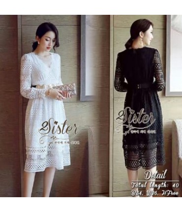 Soiree Black Lace Crochet Dress