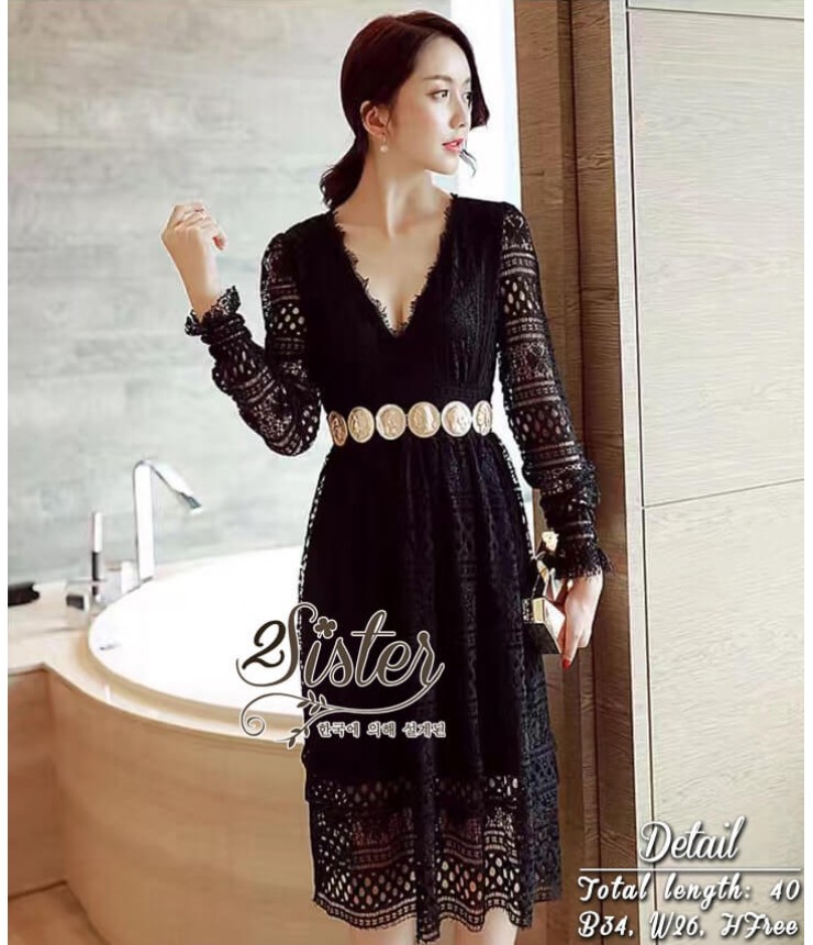 Soiree Black Lace Crochet Dress