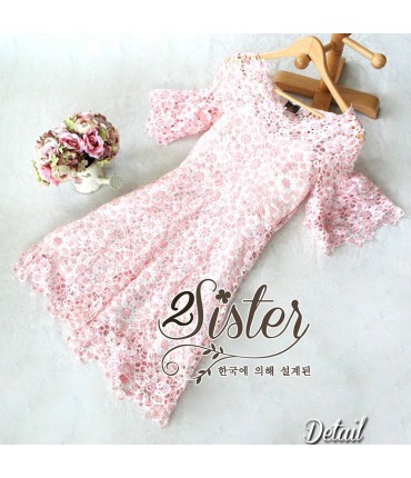 Baby Pink Crochet Skater Dress