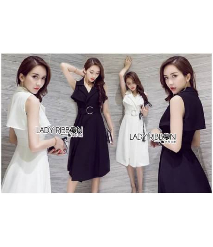 Sleeveless Collar Jacket Dress