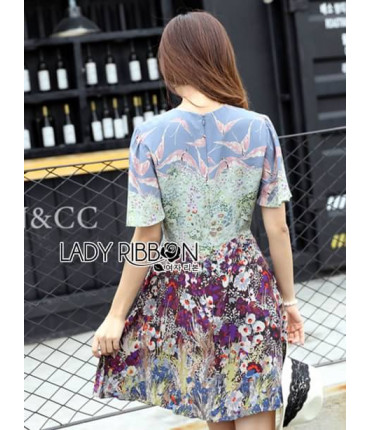 Printed Bell Sleeves Skater Dress