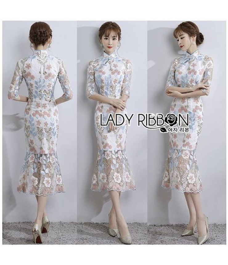 Japanese Doll Embroidered Midi Dress