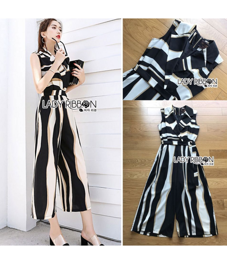 Add Grace Stripy Collar Jumpsuit