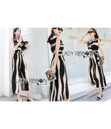 Add Grace Stripy Collar Jumpsuit