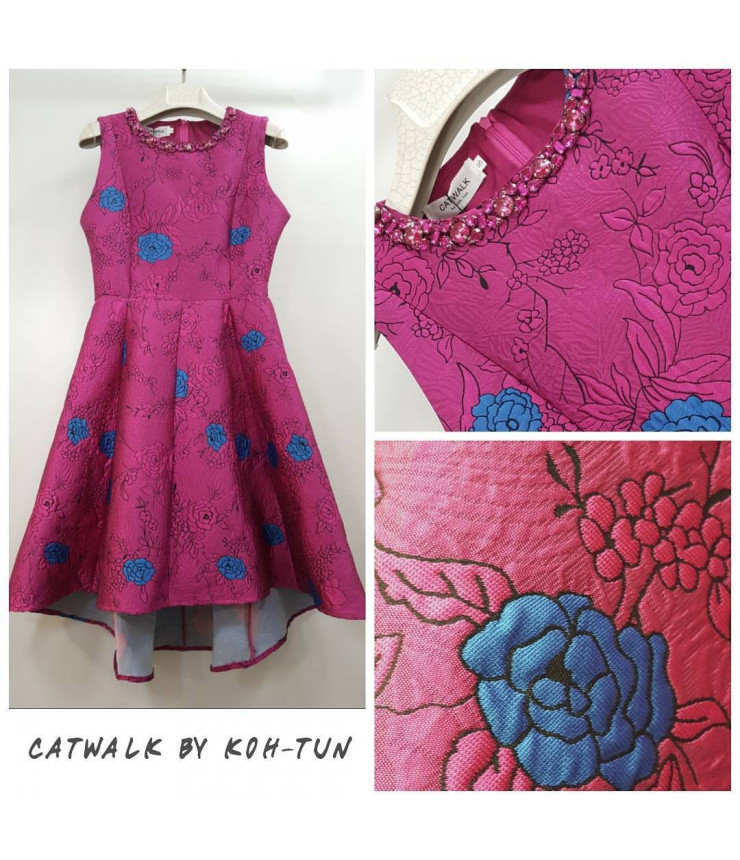 Pink Floral classic skater Dress