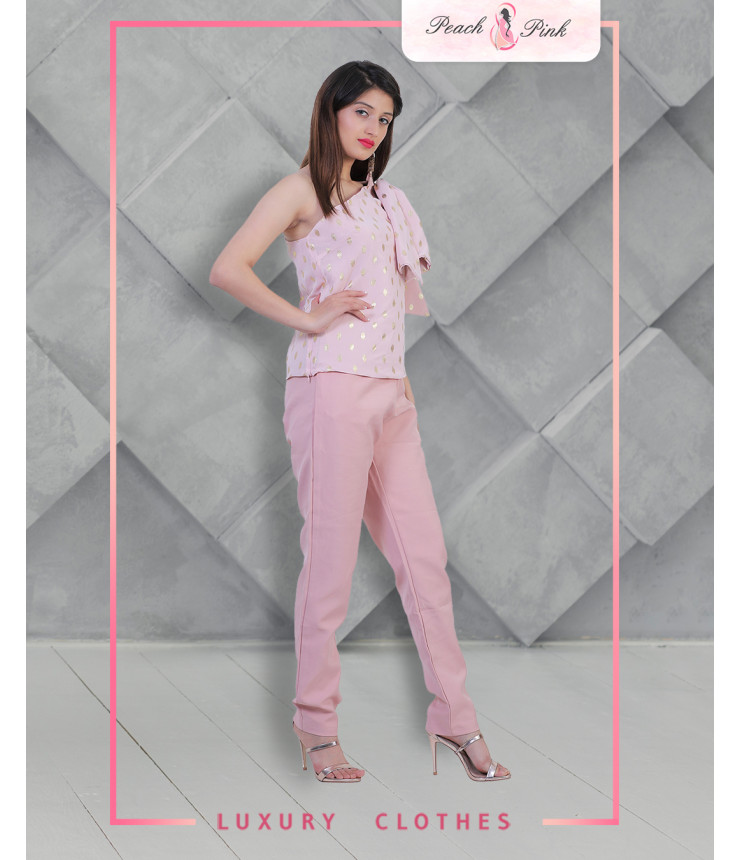 Baby Pink One Shoulder Set