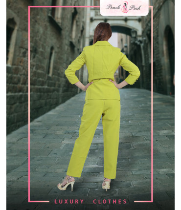Neon Lime Blazer And Pants Set