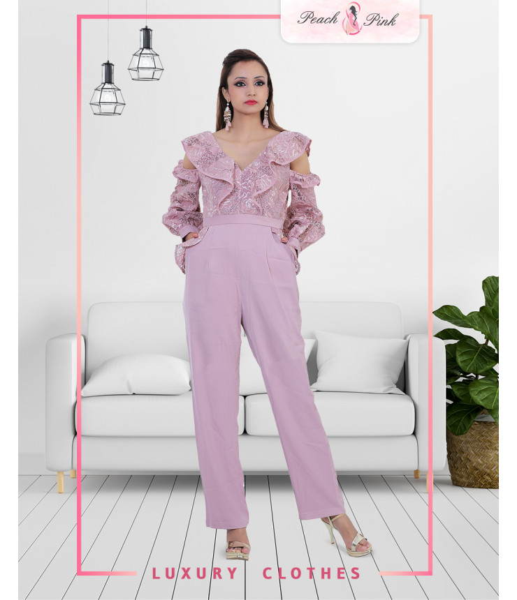 Lilac Cold Shoulder Jumpsuit