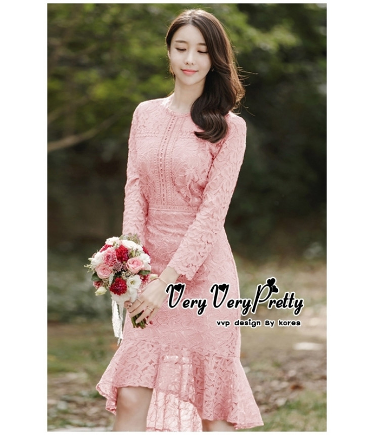 Sweet Charm Pink Crochet Dress