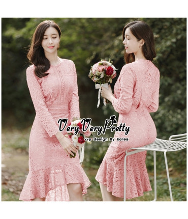 Sweet Charm Pink Crochet Dress