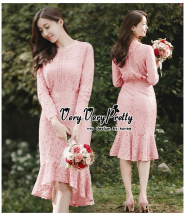 Sweet Charm Pink Crochet Dress