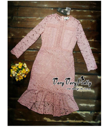 Sweet Charm Pink Crochet Dress