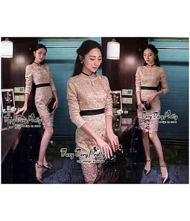 Dream Draped Golden Lace Dress