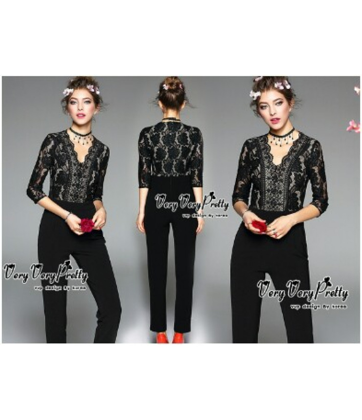 Fleur Lace Black Jumpsuit