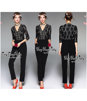 Fleur Lace Black Jumpsuit