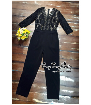 Fleur Lace Black Jumpsuit