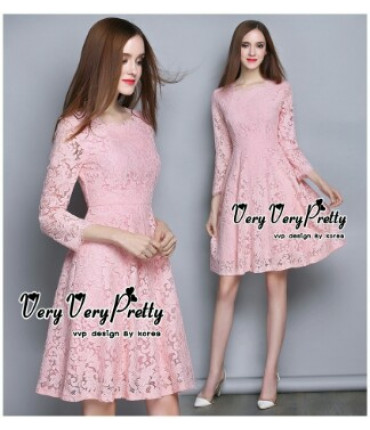 Elegant Blush Pink Lacey Dress