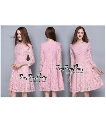 Elegant Blush Pink Lacey Dress