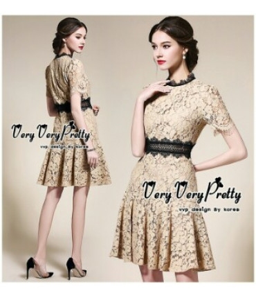 Fit & Flare Beige Skater Dress