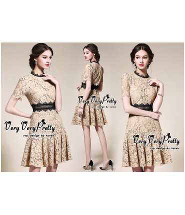 Fit & Flare Beige Skater Dress