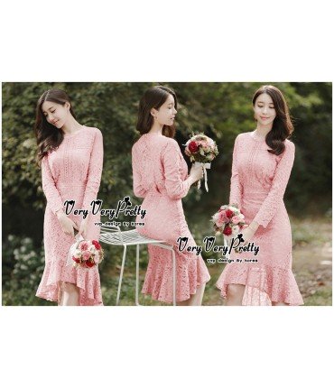 Sweet Charm Pink Crochet Dress