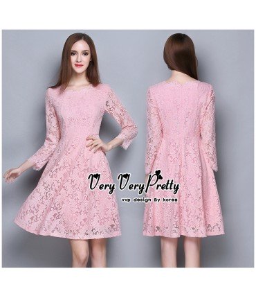 Elegant Blush Pink Lacey Dress