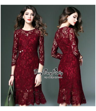 The Pretty Lady Maroon Midi Dress