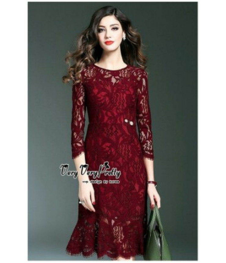 The Pretty Lady Maroon Midi Dress